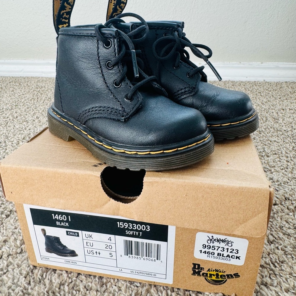 Dr. Martens Kids Black Leather Boots
